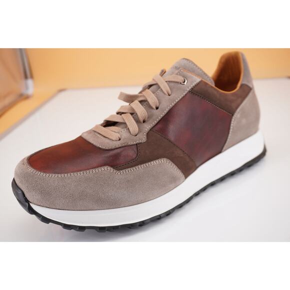 Magnanni Fado Water Resistant Sneaker SZ 12 New Brown Leather $399 Trainer - Picture 1 of 9
